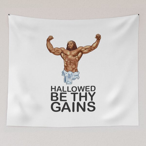 Item preview, Hallowed be thy gains - Swole Jesus - Jesus is your homie so remember to pray to become swole af! designed and sold by crazycollective.