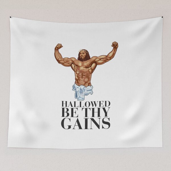 Item preview, Hallowed be thy gains - Swole Jesus - Jesus is your homie so remember to pray to become swole af! designed and sold by crazycollective.