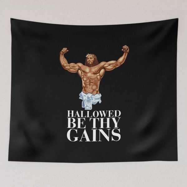 Item preview, Hallowed be thy gains - Swole Jesus - Jesus is your homie so remember to pray to become swole af! designed and sold by crazycollective.