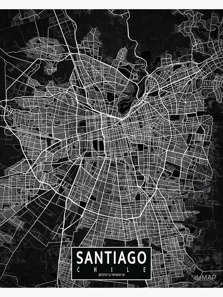 Póster Mapa De La Ciudad De Santiago De Chile Oscuro De Demap Redbubble 2378