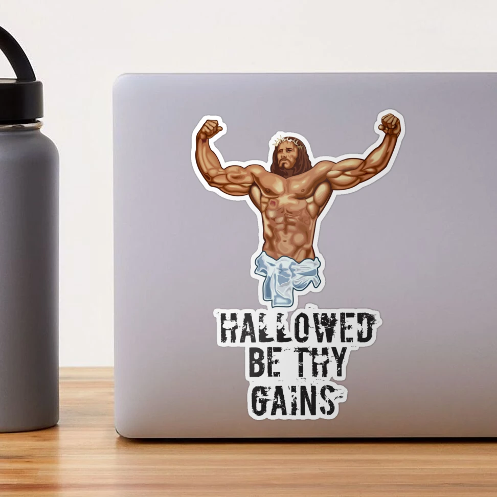 Hallowed Be Thy Gains Jesus Weight Lifting Workout' Water Bottle