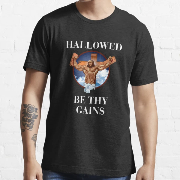 Hallowed Be Thy Gains Jesus Weight Lifting Workout' Water Bottle