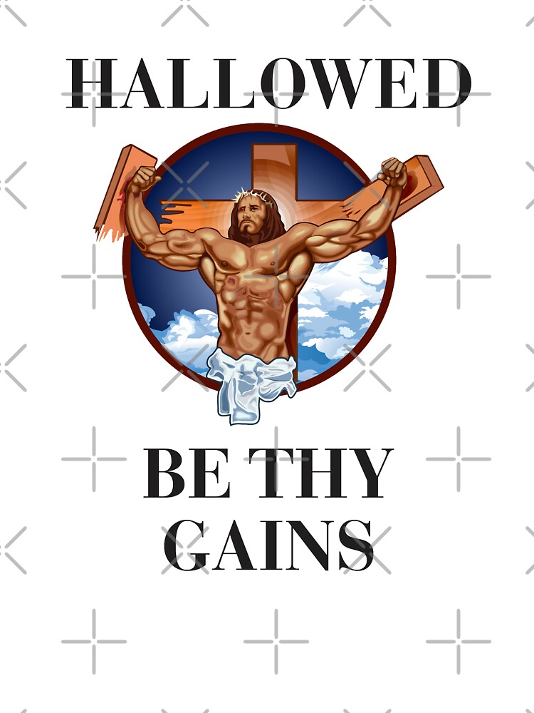 Hallowed Be Thy Gains Jesus Weight Lifting Workout' Water Bottle