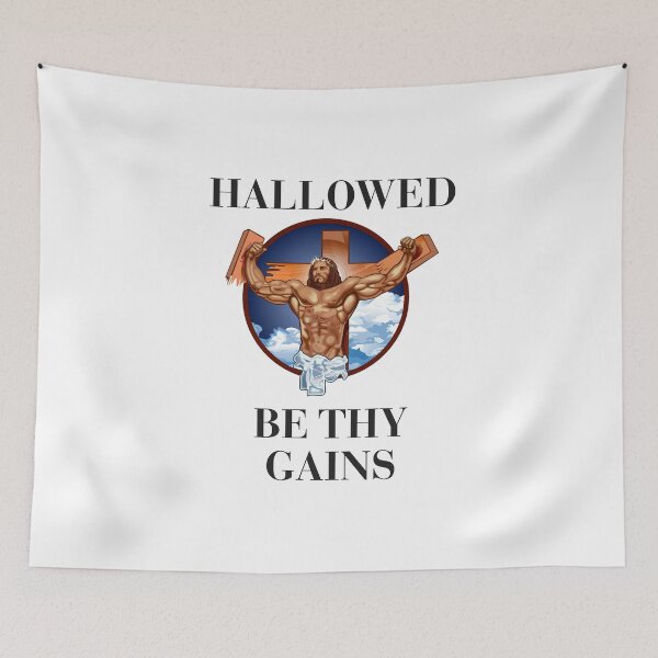 Item preview, Hallowed be thy gains - Swole Jesus - Jesus is your homie so remember to pray to become swole af! designed and sold by crazycollective.