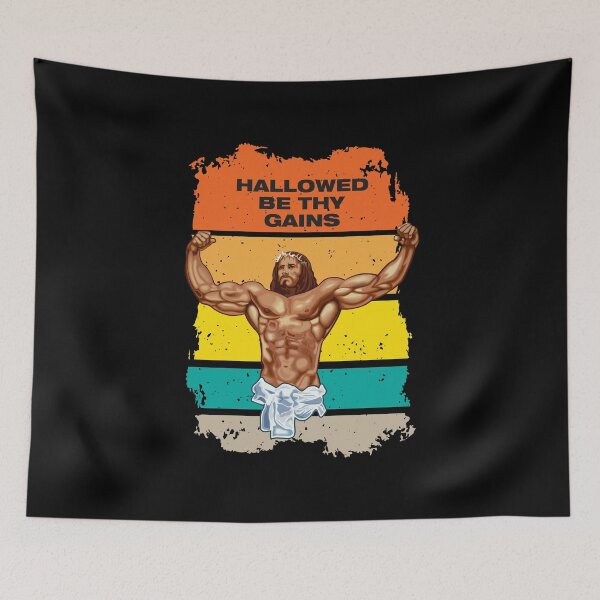 Item preview, Hallowed be thy gains - Swole Jesus - Jesus is your homie so remember to pray to become swole af! designed and sold by crazycollective.