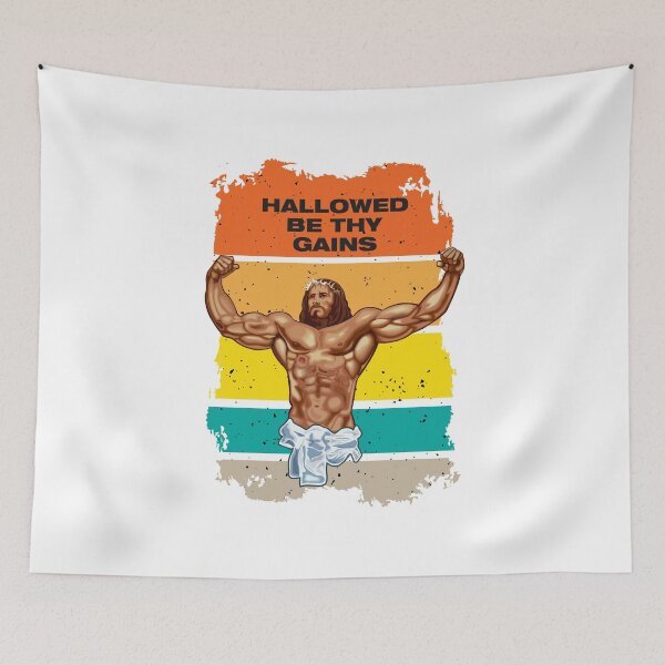 Item preview, Hallowed be thy gains - Swole Jesus - Jesus is your homie so remember to pray to become swole af! designed and sold by crazycollective.