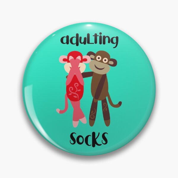 Item preview, Adulting Socks - Pink and Brown Sock Monkeys designed and sold by Trinket-Trickster.