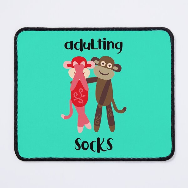 Item preview, Adulting Socks - Pink and Brown Sock Monkeys designed and sold by Trinket-Trickster.