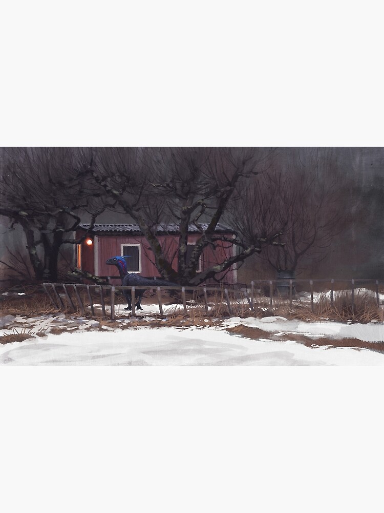 Thumbnail 3 of 3, Art Print, Fruktträdgård och Dromaeosaur designed and sold by simonstalenhag.