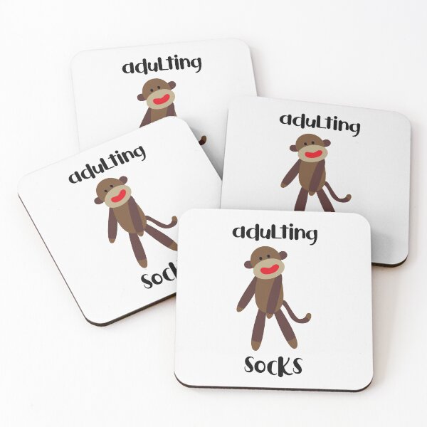 Item preview, Adulting Socks - Brown Dancing Sock Monkey designed and sold by Trinket-Trickster.