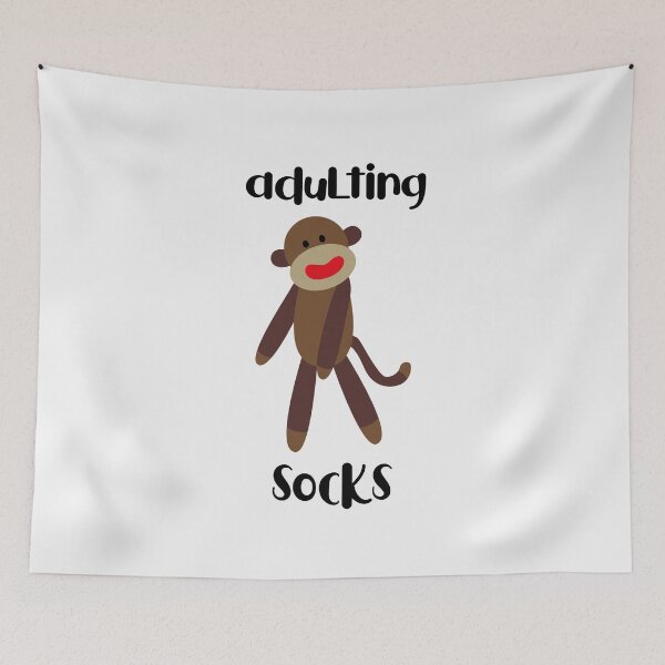 Item preview, Adulting Socks - Brown Dancing Sock Monkey designed and sold by Trinket-Trickster.