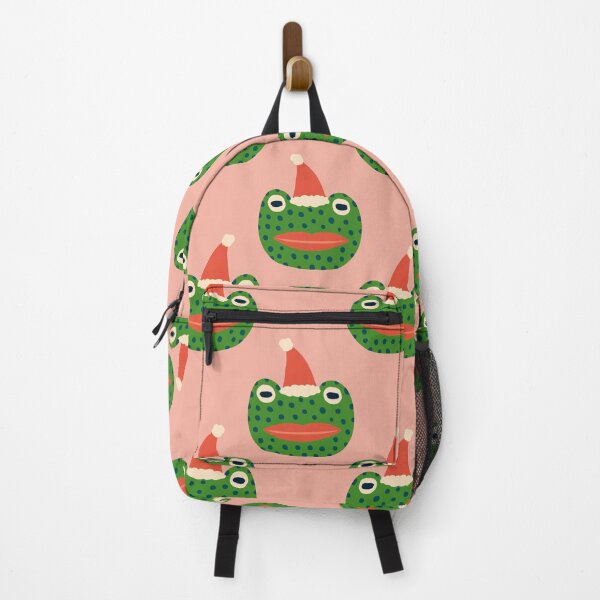 Item preview, Christmas Frog Doodle in Red Hat Wrapping Paper - Pink Green designed and sold by NoMatterLab.
