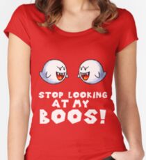 Stop Looking at my Boos! Women's Fitted Scoop T-Shirt