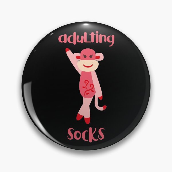 Item preview, Adulting Socks - Pink Dancing Sock Monkey designed and sold by Trinket-Trickster.
