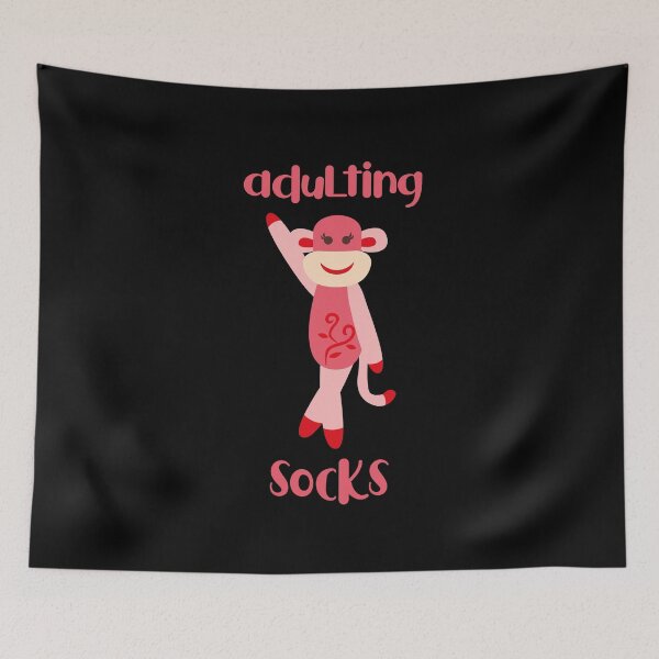Item preview, Adulting Socks - Pink Dancing Sock Monkey designed and sold by Trinket-Trickster.