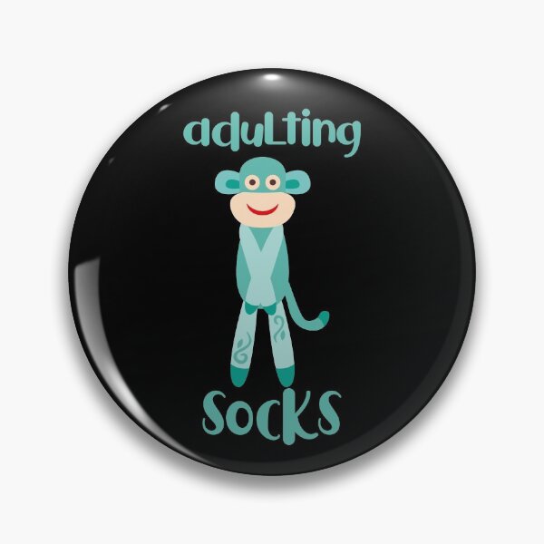 Item preview, Adulting Socks - Shy Aqua Sock Monkey designed and sold by Trinket-Trickster.