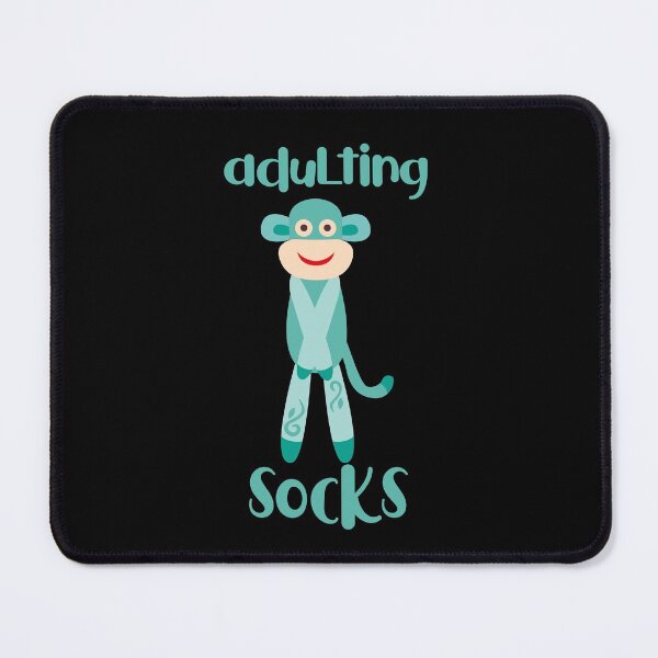 Item preview, Adulting Socks - Shy Aqua Sock Monkey designed and sold by Trinket-Trickster.