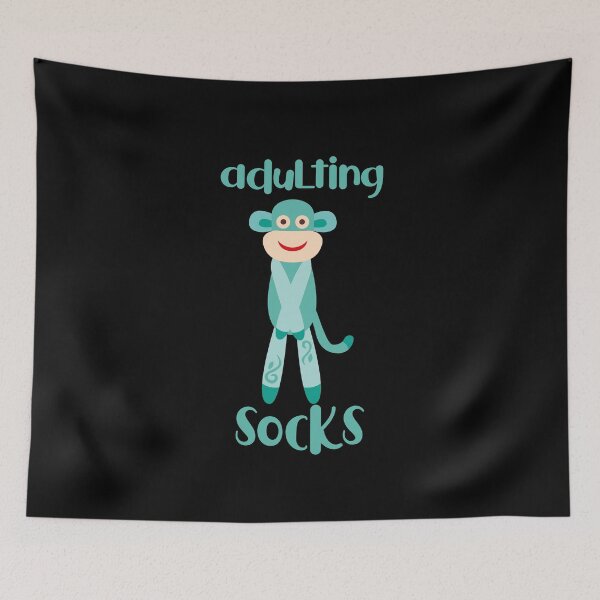 Item preview, Adulting Socks - Shy Aqua Sock Monkey designed and sold by Trinket-Trickster.