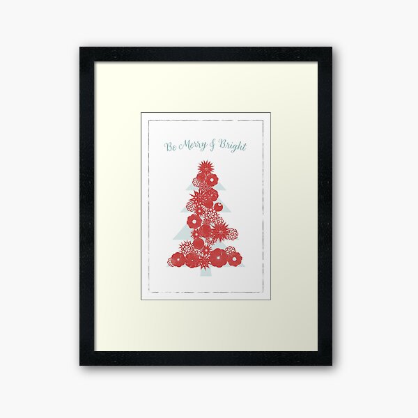 Floral Flower Christmas Tree Framed Art Print