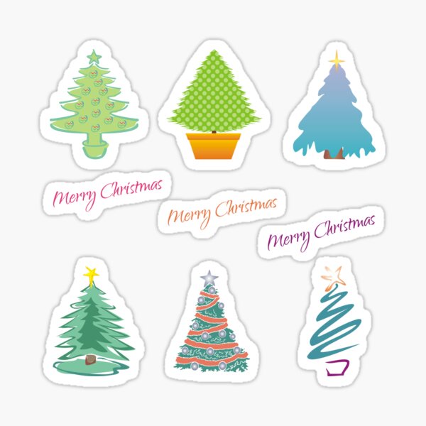 "Merry Christmas" Christmas Trees Sticker Pack Sticker