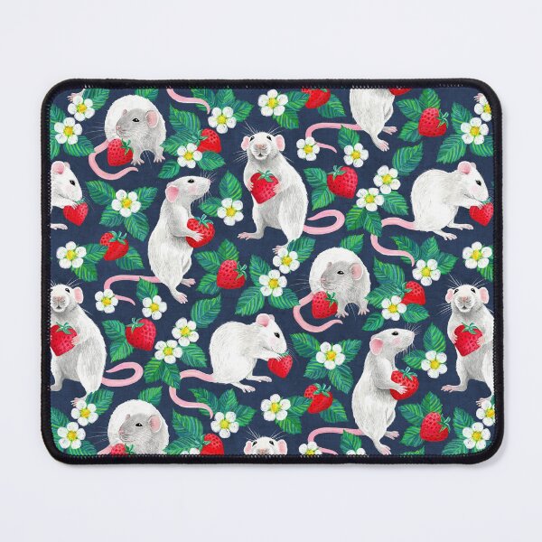 Item preview, Rats Love Strawberries on navy blue designed and sold by micklyn.