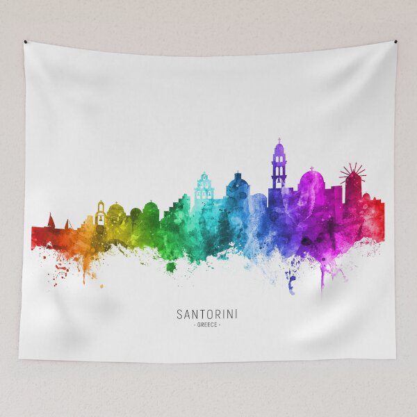 Aperçu de l'œuvre Santorini Skyline créée et vendue par ArtPrints.