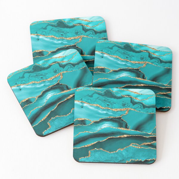 Item preview, Luxury Green Turquoise Gold Faux Marble Landscape designed and sold by MysticMarble.