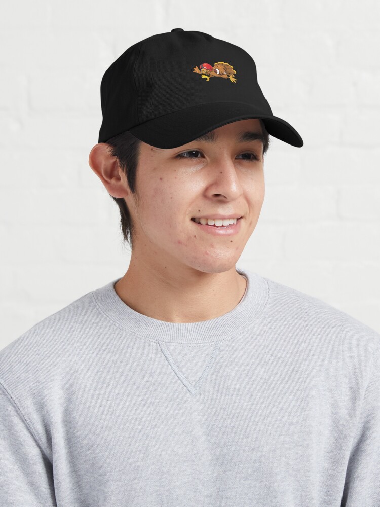 Alternate view of Turkey And Touchdowns Funny Thanksgiving Football Turkey Cap