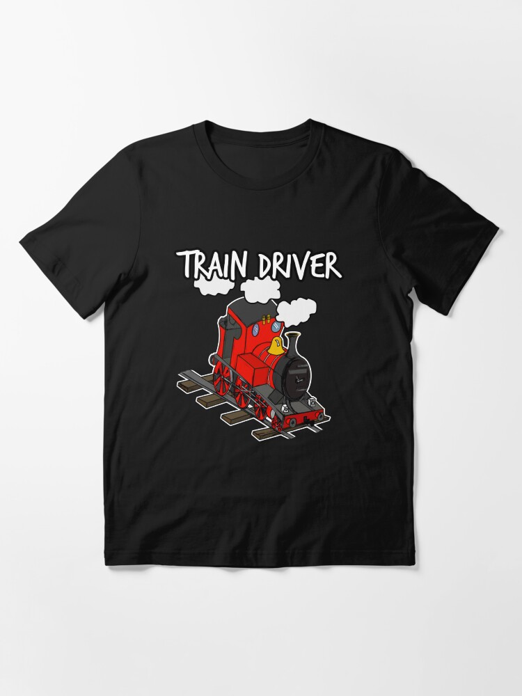 Alternate view of Train Driver Steam Locomotive Rail Enthusiasts (Red) Essential T-Shirt