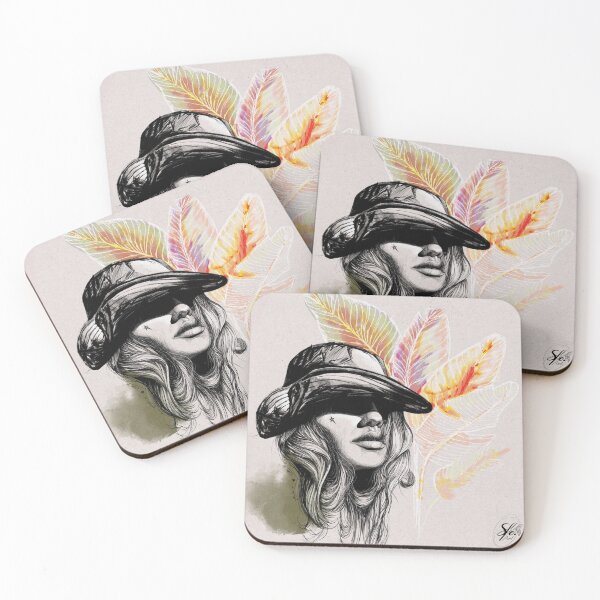 Item preview, woman graphic leaf exotic hat star ink art Illustration Digital art designed and sold by s-flo-art.