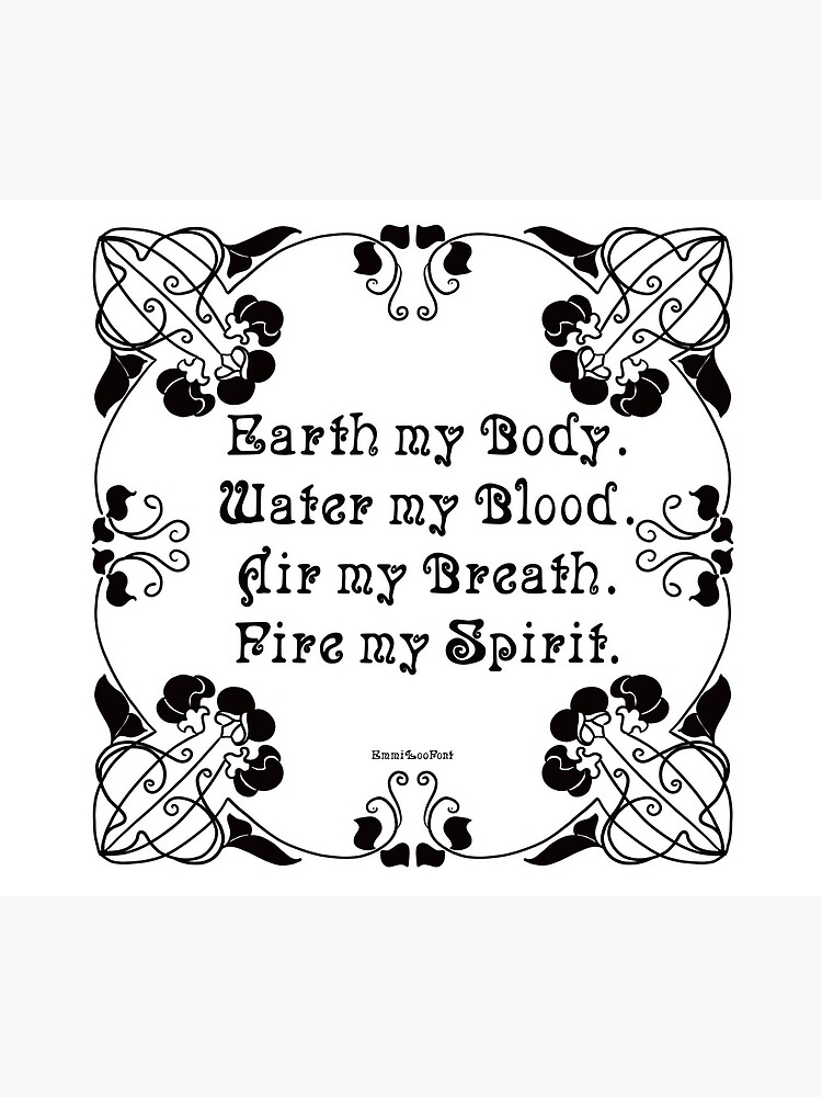 Elements Wicca Chant Quote in Black by EmmiLooArt
