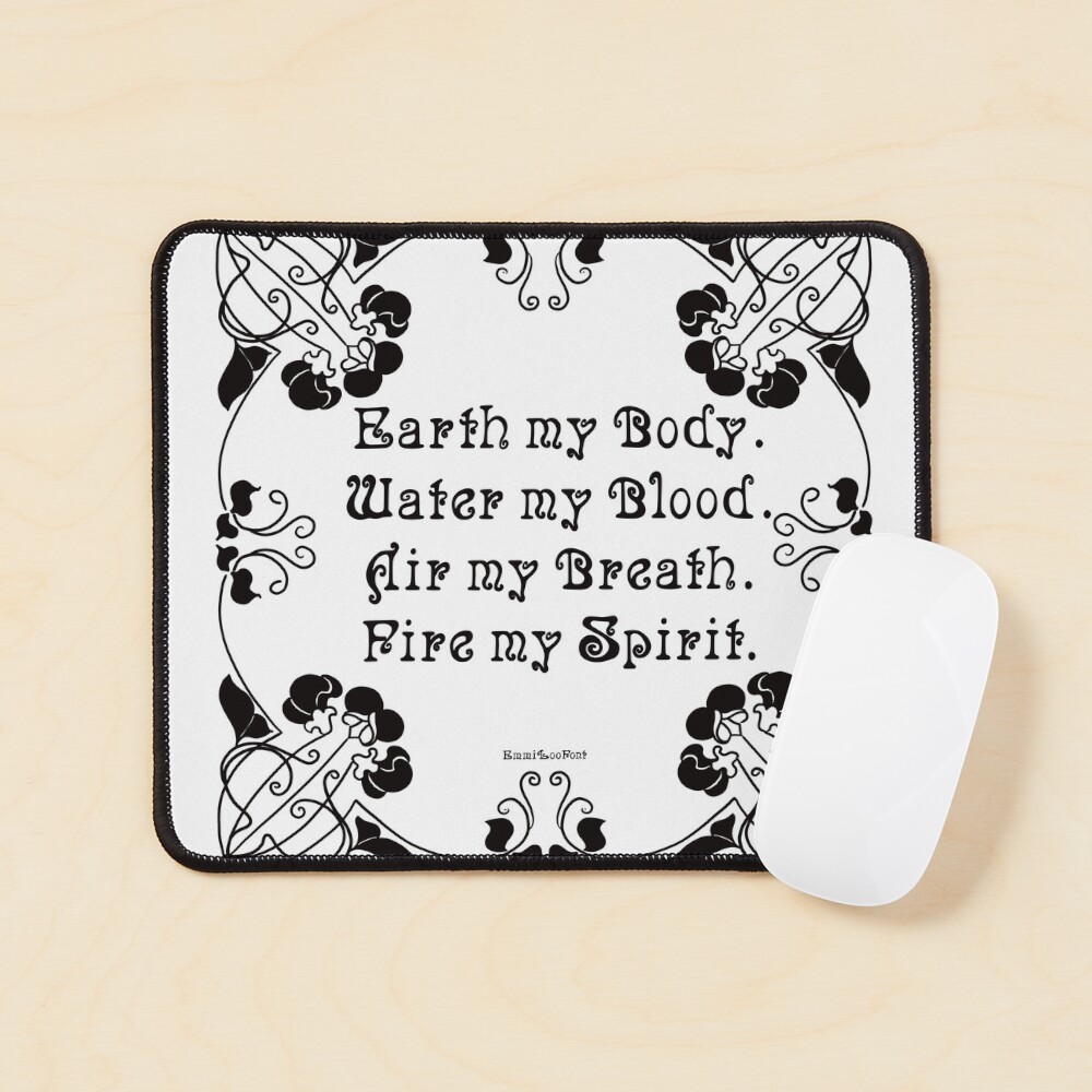 Elements Wicca Chant Quote in Black Mouse Pad