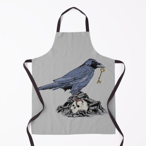 Item preview, Raven with Golden Key on Rocks with Skull designed and sold by jocelynsart.