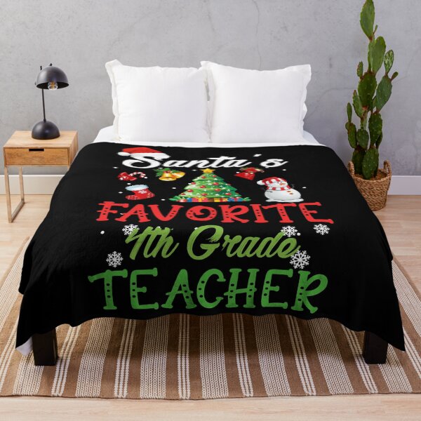 Item preview, Santa's Favorite 4th Grade Teacher Christmas Tree Santa Hat Long Sleeve T-Shirt designed and sold by BartonRich.