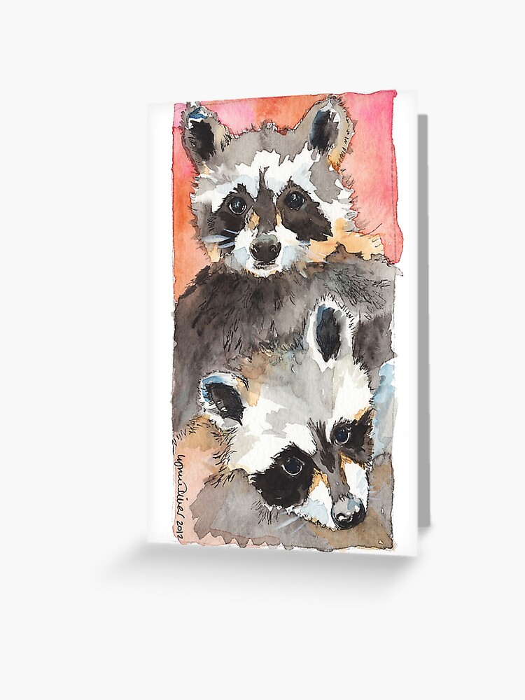 Two Raccoons Greeting Card
