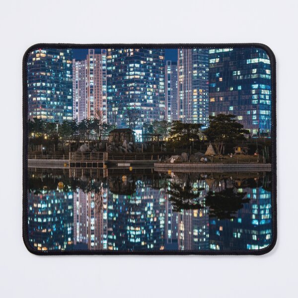 Item preview, Skyscraper cityscape in Incheon Central Park at night designed and sold by WorldScenery.