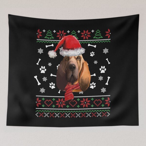 Item preview, Ugly Sweater Navidad Bloodhound Santa Hat Pijama Navidad designed and sold by theshirtinator.