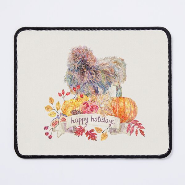 Item preview, Happy Holidays Silkie Chicken with Fall Harvest Wreath designed and sold by becca-boyce.