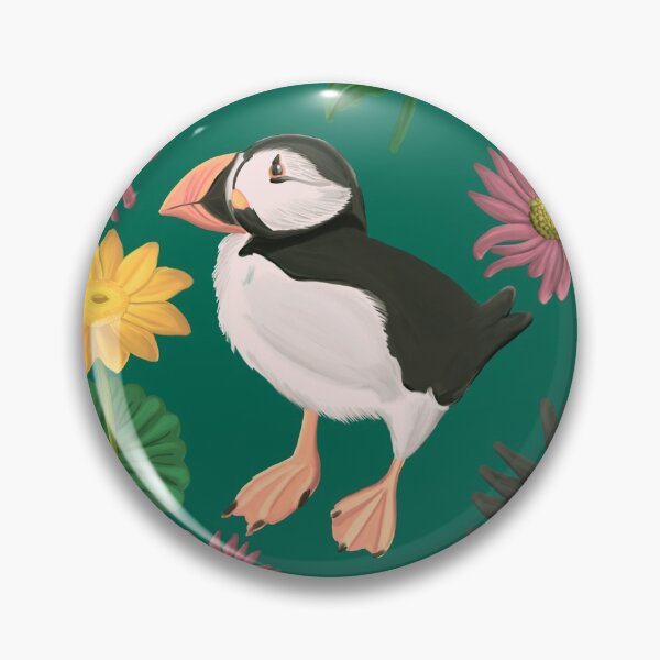 Item preview, Cute Green Puffin Flower Pattern designed and sold by Happy  People Prints.