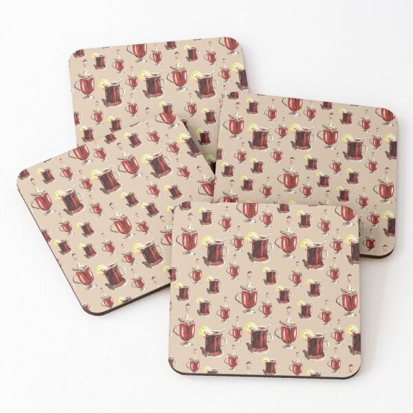 Item preview, Watercolor mulled wine pattern designed and sold by GrayCatGraphics.