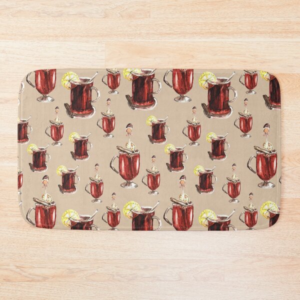 Item preview, Watercolor mulled wine pattern designed and sold by GrayCatGraphics.