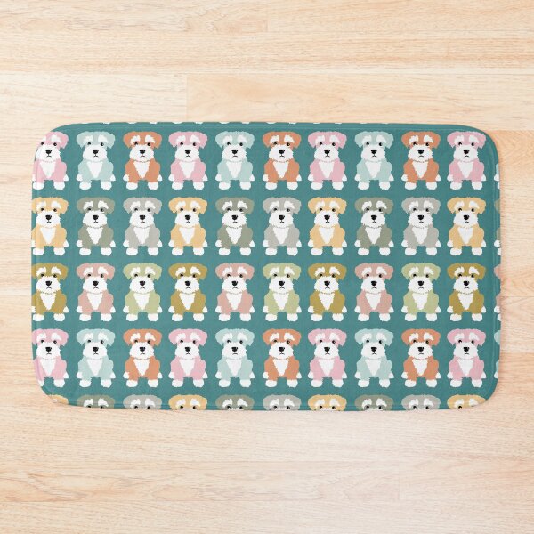 Item preview, Rainbow of Miniature Schnauzer Dogs on Duck Egg Blue Background designed and sold by NattyDesigns.
