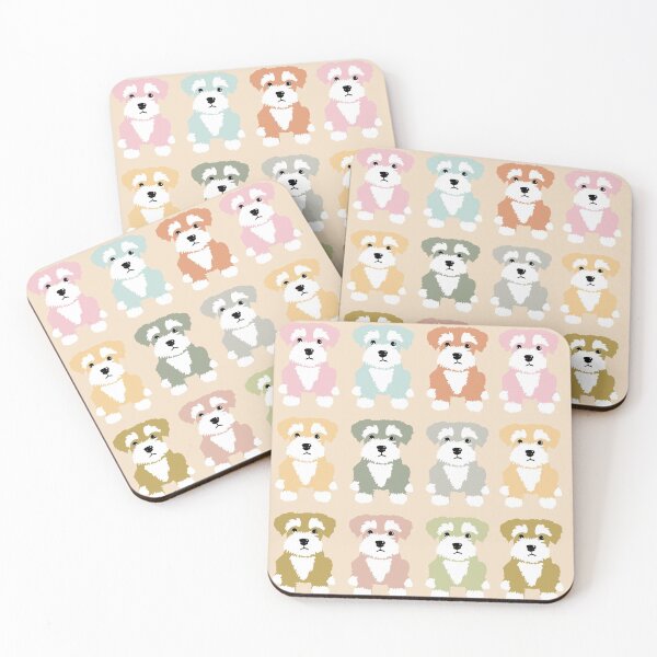 Item preview, Rainbow of Miniature Schnauzer Dogs on A Cream Background designed and sold by NattyDesigns.
