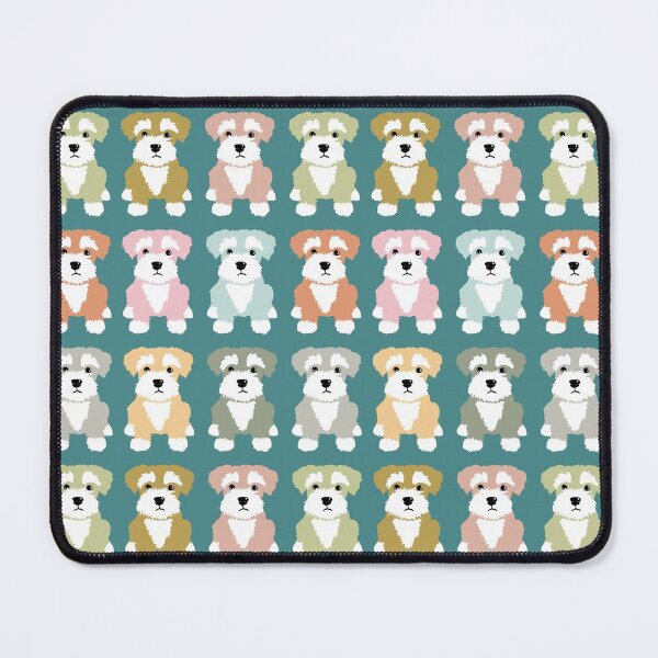 Item preview, Rainbow of Miniature Schnauzer Dogs on Duck Egg Blue Background designed and sold by NattyDesigns.
