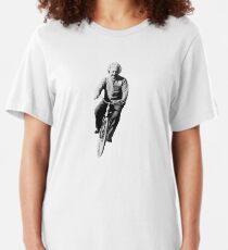Camiseta ajustada Albert Einstein en una bicicleta