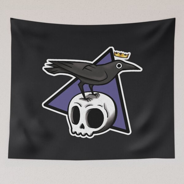 Item preview, Memento Mori - Black Crowned Raven on the Skull - Crow witn Crown on the Skull designed and sold by ShyOwlet.