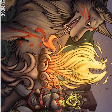 Artwork thumbnail, Goblin Mage and Warg Fantasy Art Sticker by cybercat