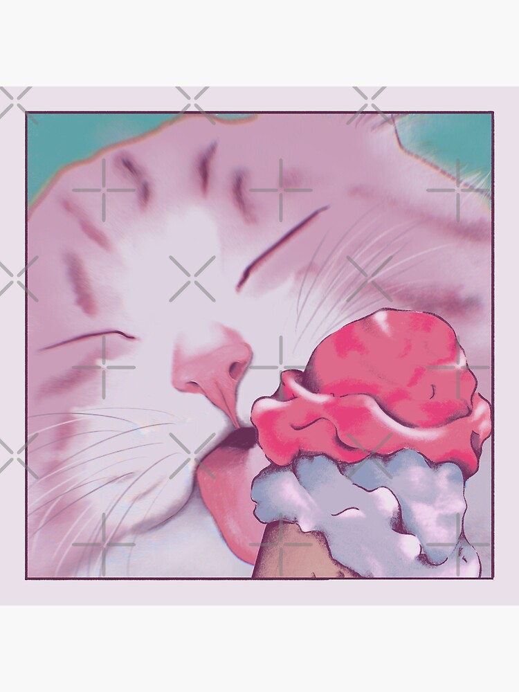 "Cat loves ice cream" Poster for Sale by enami Redbubble