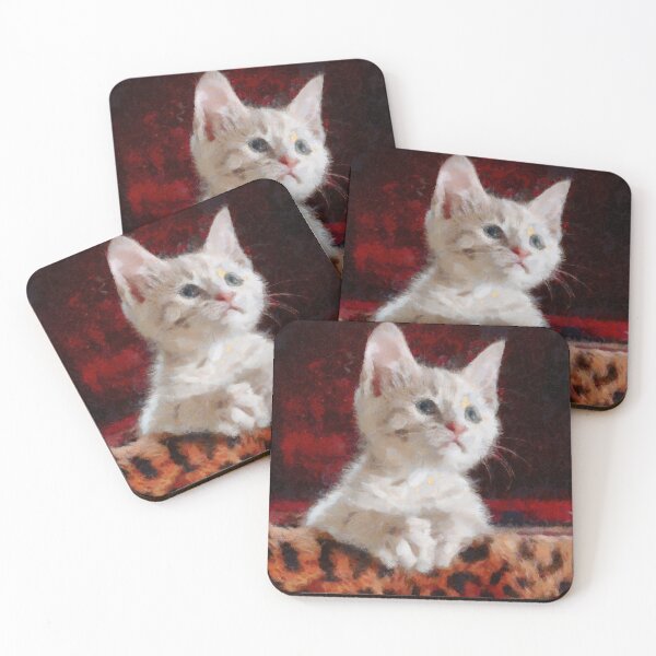 Item preview, White Kitten Digital Painted Portrait designed and sold by NeavesPhoto.