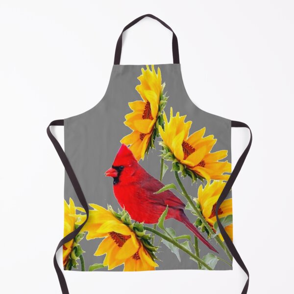 Item preview, RED CARDINAL & YELLOW SUNFLOWERS ON GREY A,RT designed and sold by sharlesart.